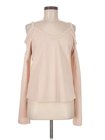 Pre-owned Misslook Long Sleeve Top Tan Cold Shoulder Neckline Tops In Brown