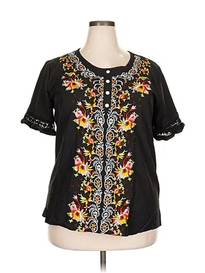 Pre-owned Misslook Short Sleeve Blouse In Black