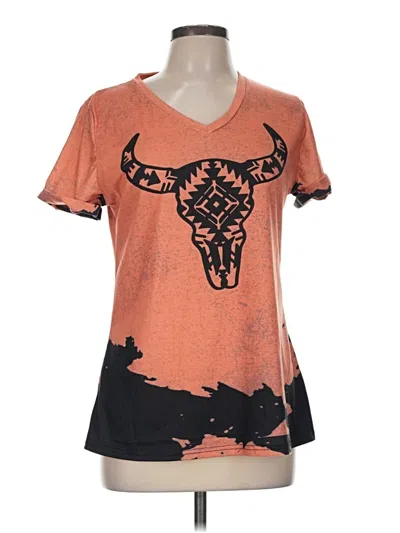 Pre-owned Misslook Short Sleeve Top Orange V-neck Tops