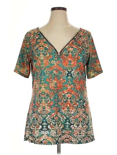 Pre-owned Misslook Short Sleeve Top Teal Open Neckline Tops