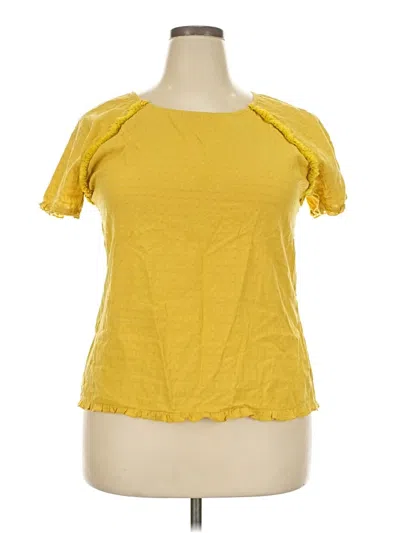 Pre-owned Misslook Short Sleeve Top Yellow Square Neckline Tops