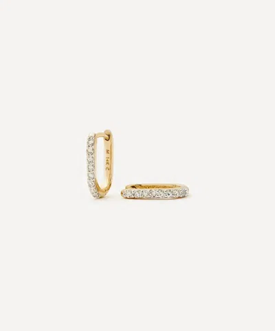 Missoma 14ct Gold Fine Diamond Ovate Mini Hoop Earrings