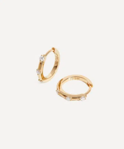 Missoma 14ct Gold Fine Diamond Studded Huggie Hoop Earrings