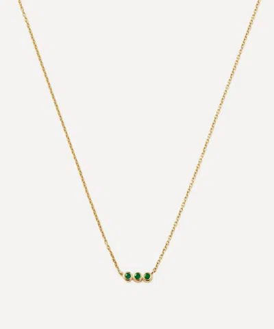 Missoma 14ct Gold Fine Emerald Solitaire Trio Pendant Necklace
