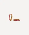 Missoma 14ct Gold Fine Ruby Huggie Hoop Earrings