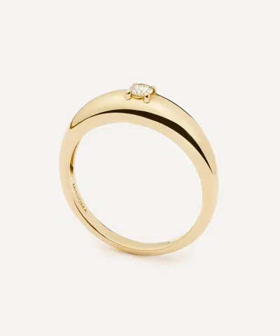 Missoma 14ct Gold Fine Single Diamond Classic Dome Ring