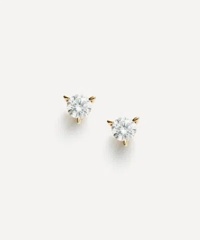 Missoma 14ct Gold Fine Small Solitaire Diamond Stud Earrings
