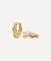 Missoma 14ct Gold Molten Snow Fine Diamond Double Mini Hoop Earrings In Gold