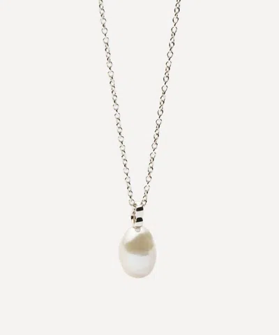 Missoma 14ct White Gold Fine Baroque Pearl Pendant Necklace