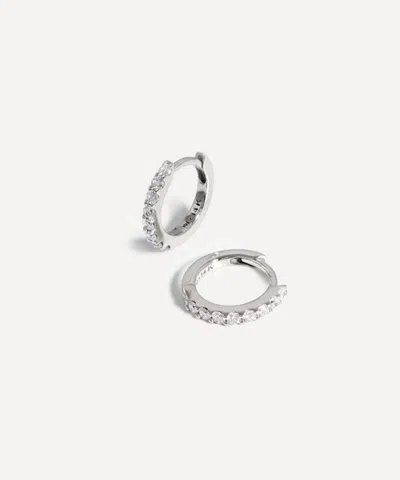 Missoma 14ct White Gold Fine Classic Diamond Huggie Hoop Earrings