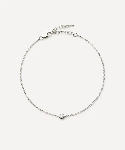 Missoma 14ct White Gold Fine Diamond Solitaire Bracelet