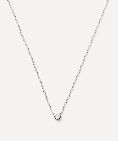 Missoma 14ct White Gold Fine Diamond Solitaire Pendant Necklace
