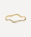 Missoma Womens Molten Snow Ripple Hinged 18ct Yellow Gold-plated Brass And Zirconia Bangle In Gold