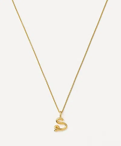 Missoma 18ct Gold-plated Vermeil Silver Curly Molten Mini S Initial Pendant Necklace