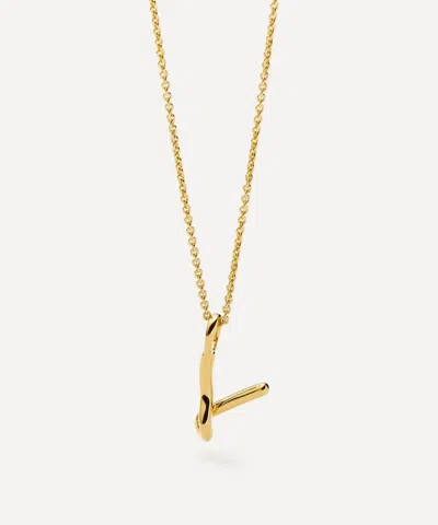 Missoma 18ct Gold-plated Vermeil Silver Curly Molten Mini V Initial Pendant Necklace