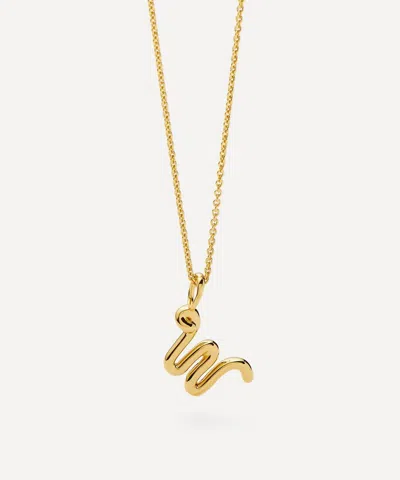 Missoma 18ct Gold-plated Vermeil Silver Curly Molten Mini W Initial Pendant Necklace