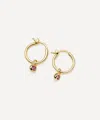 Missoma 18ct Gold-plated Vermeil Silver February Birthstone Mini Charm Hoop Earrings In Gold