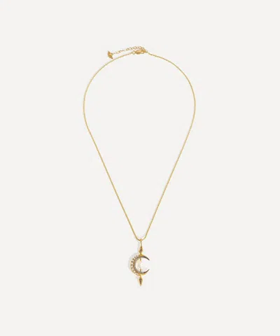 Missoma 18ct Gold-plated Vermeil Silver Harris Reed Crescent Moon Pearl Pendant Necklace