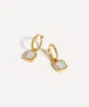 Missoma 18ct Gold-plated Vermeil Silver Mini Pyramid Charm Drop Hoop Earrings
