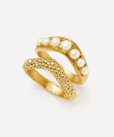Missoma 18ct Gold-plated Baya Pearl Stacking Ring Set