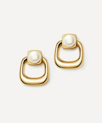 Missoma 18ct Gold-plated Button Pearl Statement Stud Earrings