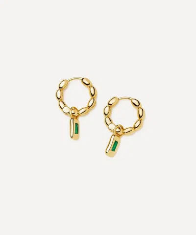 Missoma 18ct Gold-plated Molten Gemstone Charm Hoop Earrings