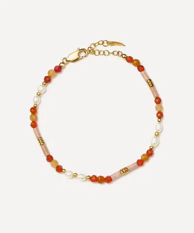 Missoma 18ct Gold-plated Paloma Pink Beaded Gemstone And Pearl Bracelet