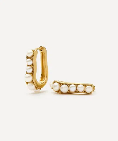 Missoma 18ct Gold-plated Pearl Wave Small Hoop Earrings