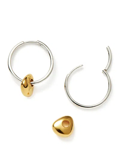 Missoma Abacus Nugget Small Rhodium-plated Hoop Earrings In Silver