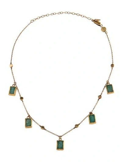 Pre-owned Missoma Amazonite Lena Charm Choker Necklace, 15" In Multicolor