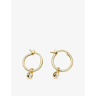 Missoma April Birthstone Mini Charm 18ct Yellow Gold Plated Brass And Crystal Quartz Hoop Earrings