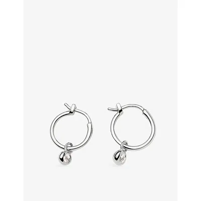 Missoma April Birthstone Mini Charm Silver Plated Brass And Crystal Quartz Hoop Earrings