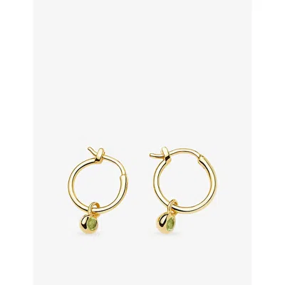 Missoma August Birthstone Mini Charm 18ct Yellow Gold Plated Brass And Peridot Hoop Earrings