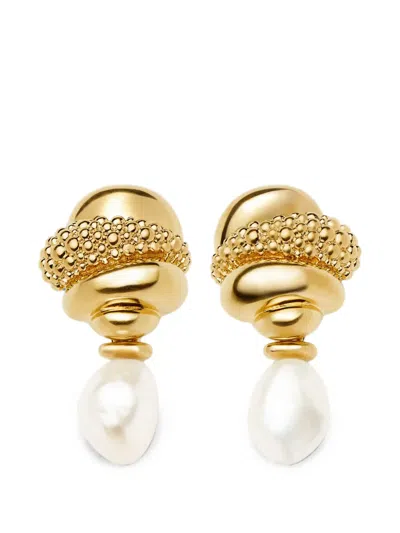 Missoma Beaded Pearl-drop Earrings In Gold