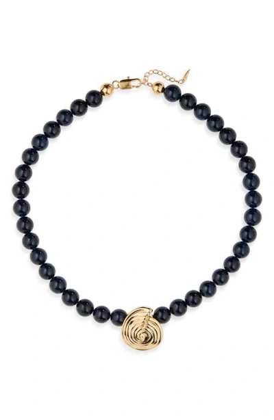Missoma Beaded Spiral Pendant Necklace In Gold