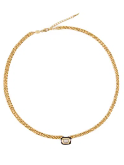 Missoma Black Stone And Enamel Necklace - Gold - Metal