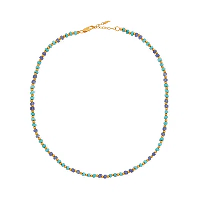 Missoma Blue And 18kt Gold-plated Beaded Necklace In Metallic