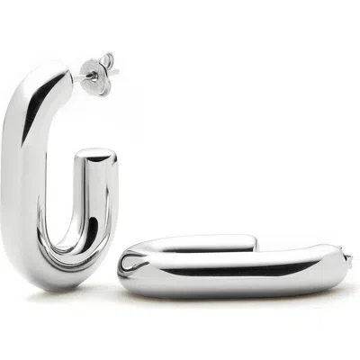 Missoma Platinum-plated Chubby Oval Medium Hoop Earrings In Silver