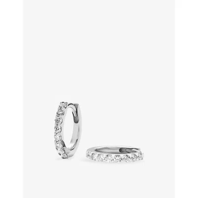 Missoma Classic 9ct Solid White Gold 0.21ct Diamond Huggies Silver In Metallic
