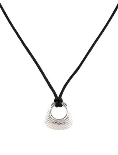 Pre-owned Missoma Cord Hera Ridge Pendant Necklace, 24" In Black