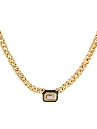 Pre-owned Missoma Cubic Zirconia & Enamel Pendant Necklace, 18" In Multi