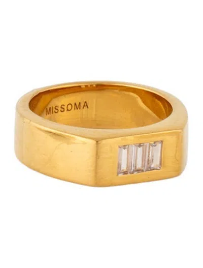 Pre-owned Missoma Cubic Zirconia Lucy Williams Triple Stone Chunky Ring In Clear