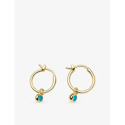Missoma December Birthstone Mini Charm 18ct Yellow Gold Plated Brass And Turquoise Magnesite Hoop Earrings
