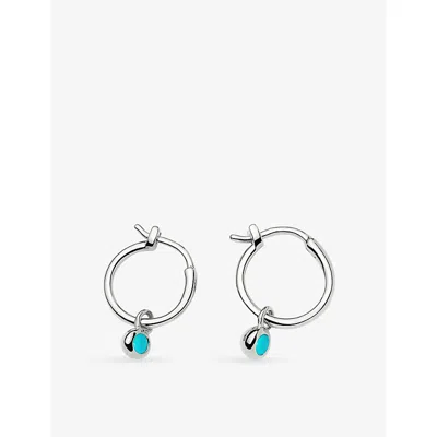 Missoma December Birthstone Mini Charm Silver Plated Brass And Turquoise Hoop Earrings