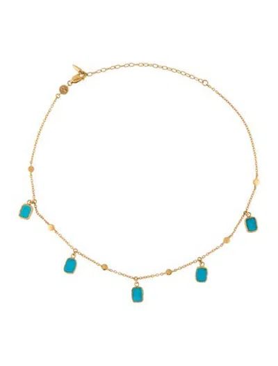 Pre-owned Missoma Dyed Magnesite Lena Charm Choker, 14.75" In Blue
