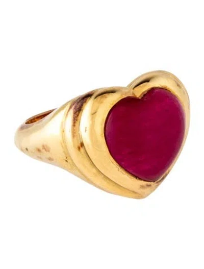 Pre-owned Missoma Dyed Quartzite Jelly Heart Ring In Multicolor