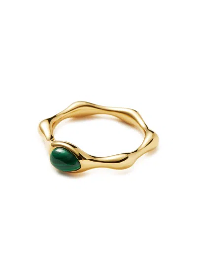 Missoma Embellished 18kt Gold Vermeil Ring In Green