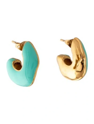 Pre-owned Missoma Enamel Chubby Hoop Earrings In Green
