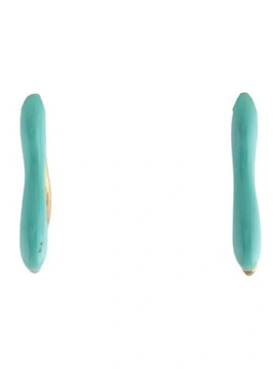 Pre-owned Missoma Enamel Small Squiggle Two-tone Drop Earrings In Blue