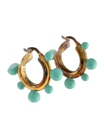 Pre-owned Missoma Enamel Sphere Good Vibes Hoop Earrings In Blue